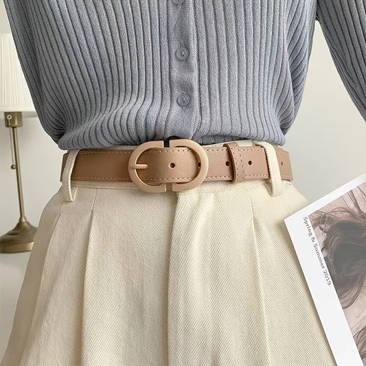Women's Pu Leather Belt Solid Color Waist Belt With Buckle For Jeans Pants Dress